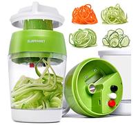 Upgraded 5 in1 Handheld Spiralizer Vegetable Slicer, Heavy Duty Veggie Spiral Cutter with Container, Carrot, Cucumber, Zucchini, Onion Spaghetti Maker