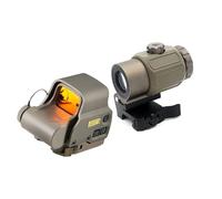 Upgraded 558 Red Dot Sight & G33/G43/G45 Magnifier Scope Combo，NV Compatible，Optic Holographic Sight & 3X/5X Magnifying Glass Set，Flip to Side Quick Detach Mount，High Clarity Glass，Fit 20mm Pic Rail
