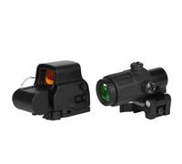 Upgraded 558 Red Dot Sight & G33/G43/G45 Magnifier Scope Combo，NV Compatible，Optic Holographic Sight & 3X/5X Magnifying Glass Set，Flip to Side Quick Detach Mount，High Clarity Glass，Fit 20mm Pic Rail