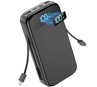 Upgraded 56800mAh 65w Large Battery Pack Power Bank, Portable Charger, Fast Charging USB-C Input/Output Phone Charger, 5 Charging Ports and Built-in Dual Cables for iPhone Android, Digital Display