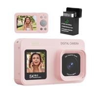 Upgraded 5K Dual Screen Digital Camera,80MP Vlog Photography Camera for YouTube,Campus,Travel,Compact Point & Shoot Camera for Teens & Beginners with Autofocus,18x Zoom,Anti-Shake,Pink
