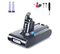 Upgraded 6.0Ah/6000mAh Replacement Battery for Dyson V6 & DC58, Li-ion Battery with Power Display, for V6 Animal Absolute SV03 SV04 SV05 SV06 SV07 SV09 DC59 DC61 Filters, Screwdriver,Switch lock