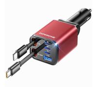 [Upgraded] 6 in 1 Retractable Car Charger, SUPERONE Smaller Fast Car Phone Charger 69W with Cord, USB C and iPhone Car Charger Adapter, Compatible iPhone 17/17 Pro Max/16/15/14/13/12/11, Sumsung