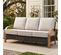Upgraded 6" Thick Cushioned 3-Seater Outdoor Wicker Sofa Set - All-Weather Rattan Patio Couch for Balcony Porch Deck Yard - Stylish Garden Furniture