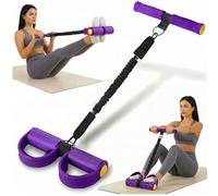 Upgraded 75lb Pull Pedal Resistance Band with Handle - Fashion Puller Exercise Tool, Thickened Built-in Latex Tube Pedal Resistance Device & Soft Nitrile Rubber Footrest for The Core(Purple)