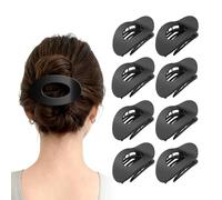 Upgraded 8 Pack French Flat Hair Clips for Women Girls, Matte Lay Flat Claw Clips, Large No-Slip Claw clips for Thick & Thin Hair, Strong Hold Styling Barrettes Accessories for Daily Styling(Black)