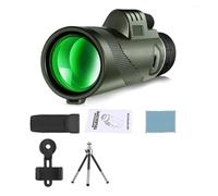 Upgraded 80X100 Monocular Powerful Phone Telescope With Metal Tripod Long Range Zoom Lens For Camping Bird Watching Sharp Images(Green With Tripod) (Black With Tripod)