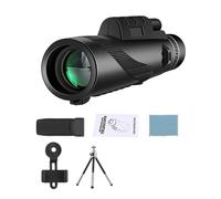 Upgraded 80X100 Monocular Powerful Phone Telescope With Metal Tripod Long Range Zoom Lens For Camping Bird Watching(Black With Tripod)