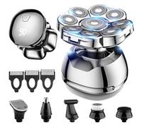 Upgraded 9D Electric Head Shaver for Bald Men, Wet/Dry Detachable Head Shavers with LED Display, 6-in-1 Bald Head Shavers for Men with Nose Hair Trimmer, Waterproof Electric Razor Grooming Kit