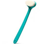 Upgraded Bath Body Brush with Comfy Bristles Long Handle Gentle Exfoliation Improve Skin's Health and Beauty Wet or Dry Brushing Back Scrubber for Shower (Green)