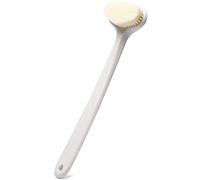 Upgraded Bath Body Brush with Comfy Bristles Long Handle Gentle Exfoliation Improve Skin's Health and Beauty Wet or Dry Brushing Back Scrubber for Shower (White)