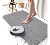 Upgraded Thin Bathroom Rugs, Bath Mat Super Absorbent, Bath Rugs Rubber Backing Non-Slip, Quick Dry Machine Washable, Cozy Cloth Bathroom Mat fit Under Door/Sink/ Bathtub/Floor/Shower 24''x48''-Gray