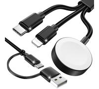 Upgraded Black 3 in 2 USB C Cable for Apple Watch Charger iPhone Charger USB Multi Charger Cable Compatible with iWatch Ultra/SE/11/10/9/8/7/6/5/4/3/2/1 & iPhone 17/16/15/14/13/12/11/Galaxy S23-4FT