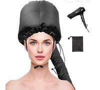 Upgraded Bonnet Attachment, Adjustable Hood Hair Dryer Hat with Extended Hose Length (Black)