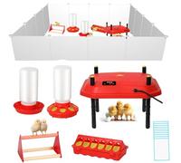 Upgraded Brooder Box for Chick Starter Kit, Chicken Brooder Playpen with 12 * 12inch Brooder Heat Plate, Chicks Feeder & Waterer, Chick Perch Up to 25 Chicks,Duck,Quail