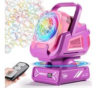 Upgraded Bubble Machine with Remote Control, Automatic Rotation & RGB Lights, 1800mAh Rechargeable Battery, Type-C Charge, Bubble Maker for Kids, Weddings, Birthday Parties, Outdoor Activities