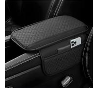 Upgraded Car Armrest Cushion Universal Car Armrest Mats Wear-Resistant Pu Leather Auto Center Console Pad with 2 Side Storage Bags Car Armrest Cover Protection Middle Console Cover (Black)