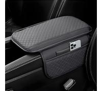 Upgraded Car Armrest Cushion Universal Car Armrest Mats Wear-Resistant Pu Leather Auto Center Console Pad with 2 Side Storage Bags Car Armrest Cover Protection Middle Console Cover (Grey)