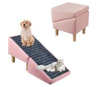 Upgraded Cat Scratcher Split Ottoman Dog Ramp, 2-in-1 Convertible Wooden Home Step Stool Dog Ramp Stairs for Small Dogs and Cats,Includes A Non-Slip Mat,Portable