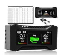 Upgraded CF-20 DL Air Quality Monitor with Data Reporting. Measures CO2, TVOC, HCHO, PM2.5/PM10, AQI, Temperature and Humidity. Icon Display, Clock/Date, Air Pollotion Monitor-Ideal for Home or School