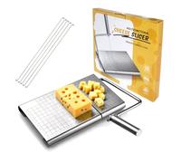 Upgraded Cheese Slicer with Heavy Duty Board & 5 Replacement Wires, Adjustable Stainless Steel Cheese Knife Cutter, Multipurpose for Block Cheese, Butter, Sausage, Ham, Durable Kitchen Gadget