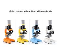 Upgraded Children Microscope Toys Science Experiment Kit with 100X 400X 1200X Magnification LED Light Source Adjustable Angle for Kids Primary School Students Orange Yellow Blue (White)
