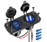 [Upgraded] Cigarette Lighter Socket Outlet Splitter, Quick Charge 3.0 USB Charger Power Outlet with LED, 12V USB outlet Socket Marine Waterproof Power Panel Adapter DIY Kit for Car Boat Marine RV, etc