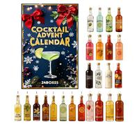 Upgraded Cocktail Advent Calendars 2025, 24 Days 3D Cocktail Ornaments Christmas Countdown Calendar, Resin Whiskey Alcohol Figurines Pendants Holiday Decor