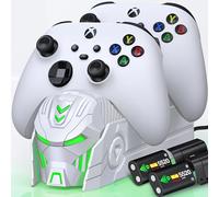 Upgraded Controller Dual Charger Station with 2x5520mWh Rechargeable Battery Pack for Xbox One/Series X|S (Controller not Included) (White)