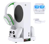 Upgraded Cooing Fan Stand for Xbox Series S with Charger Station, MENEEA Controller Charging Dock & Console Cooler System with 15 Colorful RGB Light & Headset Hook, XboX Accessories for Xbox Series S