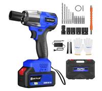 Upgraded Cordless Impact Wrench Brushless 1/2 inch Driver 21V 550N.m High Torque with Socket Set 14mm 17mm 19mm 22mm, with Battery 3000mAh Li-Ion 3200rpm Variable Speed, with Carry Box