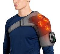 Upgraded Cordless Shoulder Heating Pad with Vibration, Rotator Cuff Pain Relief Pad with 4 Motors & Larger Heating Area, 5 Heat & Vibration Modes, 5000mAh Battery, Portable Heated Shoulder Massager