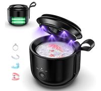 Upgraded Cordless Ultrasonic Retainer Cleaner:48kHz Portable Ultrasonic Denture Cleaning for Dental Pod with UV Light for Sport Mouth Guards Braces Toothbrush Heads Jewelry