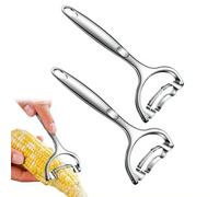 Upgraded Corn Peeler, 304 Stainless Steel Corn on the Cob Stripper Tool, Corns Peeler Cob Stripper Tool, Heavy-Duty Kitchen Gadget Tools for Fresh Sweet Corns (Silvery 2pcs)