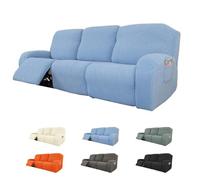 Upgraded Couch Covers - Recliner Sofa Cover 1 2 3 Seater Recliner Sofa Covers Stretch All-Inclusive Couch Covers for 3 Cushion Four Seasons Reclining Sofa Slipcovers Washable(Blue,3seats/8Pieces)