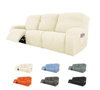 Upgraded Couch Covers - Recliner Sofa Cover 1 2 3 Seater Recliner Sofa Covers Stretch All-Inclusive Couch Covers for 3 Cushion Four Seasons Reclining Sofa Slipcovers Washable(Cream,1seat/4Pieces)