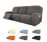 Upgraded Couch Covers - Recliner Sofa Cover 1 2 3 Seater Recliner Sofa Covers Stretch All-Inclusive Couch Covers for 3 Cushion Four Seasons Reclining Sofa Slipcovers Washable(GREY,2seats/6Pieces)