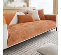 Upgraded Couch Covers - Simple Striped Anti-Scratch Couch Cover, Funnyfuzzy Couch Furniture Protector, Solid Colour Non Slip Sofa Covers, All Seasons Generic Couch Covers for Sofa(Orange,17.7"*17.7" P