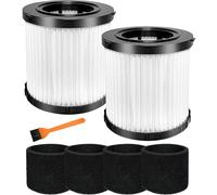 Upgraded DCV581H Vacuum Filters for Dewalt DCV580H DCV581H DCV5801H 20V Vacuum, Washable Reusable High Efficiency Replacement Filter 2 Pack with 4 Foam Sleeve Filters