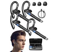 Upgraded Decorative New Bluetooth Trucker Headset,Bluetooth Headset Wireless Bluetooth 5.3 Earpiece,500mah Charging Case 80h Playtime,Ip7 Waterproof Hand-Free Headphones Noise Canceling Mic (4Set)