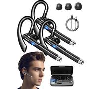 Upgraded Decorative New Bluetooth Trucker Headset,Bluetooth Headset Wireless Bluetooth 5.3 Earpiece,500mah Charging Case 80h Playtime,Ip7 Waterproof Hand-Free Headphones Noise Canceling Mic (3Set)