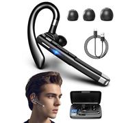 Upgraded Decorative New Bluetooth Trucker Headset,Bluetooth Headset Wireless Bluetooth 5.3 Earpiece,500mah Charging Case 80h Playtime,Ip7 Waterproof Hand-Free Headphones Noise Canceling Mic (1Set)