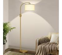 【Upgraded】 Dimmable Gold Floor Lamp, 1200 Lumens LED Bulb Included, Arc Floor Lamps for Living Room Modern Standing Lamp with Linen Shade, Tall Lamp for Living Room Bedroom Office Reading Room Nursery