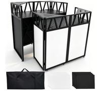 Upgraded DJ Booth with Wheels, 107x53x117cm DJ Facade Booth with Scrim