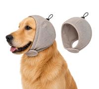 Upgraded Dog Ear Muffs with Soundproof Foam, Noise Protection, No Shake Ear Wrap, Calming Hoodie for Fireworks Grooming Bath Coffee L