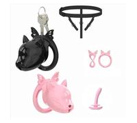 Upgraded Dog Head Chastity Soft Silicone Cock Cage Sissy Crotch Strap-On Breathable Penis Lock with Catheter SM Sex Toys for Men(D26-S-ZF-2)