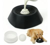 Upgraded Dog Lick Ball - Octagonal Anti-Slip SLow Feeder Dog Bowl, Durable ABS Dog Licking Bowl with Ball & Tongue Cleaner, Dog Lick Toy for Bone Broth & Calm Feeding (Black)