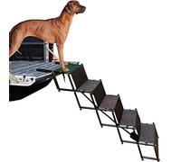 Upgraded Dog Stairs, Metal Frame Foldable Large Dog Step, Lightweight Portable Pet Ladder Ramp for Cars, SUVs and High Bed, 5 Steps