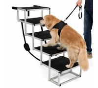 Upgraded Dog Steps for Car, 6 Steps Dog Car Stairs for Medium and Large Dogs, Portable Folding Pet Steps for Vehicles, Trucks, Non-Slip Lightweight Pet Ladder