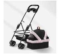 Upgraded Dog Strollers for Small Medium Dogs Lightweight Pet Stroller for Cats with Lace Foldable and Detachable Dog Cat Pet Strollers 4 Wheel Dog Pram (Black) (Pink)